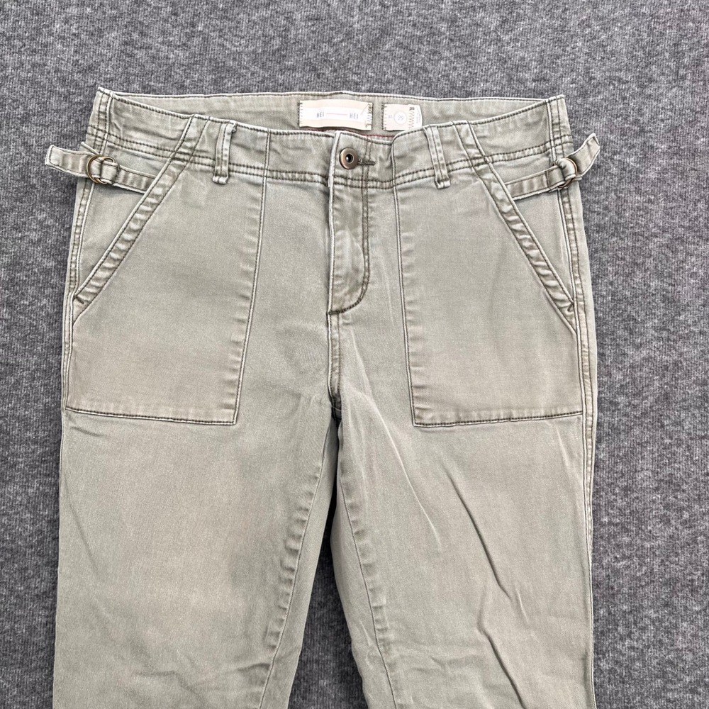 Hei Hei Anthropologie Women Sage Green Utility Skinny Cargo Pant Waist Buckle 29 - Picture 3 of 14